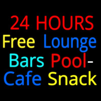 24 Hours Free Lounge Bars Pool Cafe Snack Neon Sign