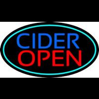 Blue Cider Open With Turquoise Oval Neon Sign