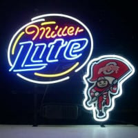 Ohio State Buckeyes Brutus Miller Lite Beer Real Neon Sign