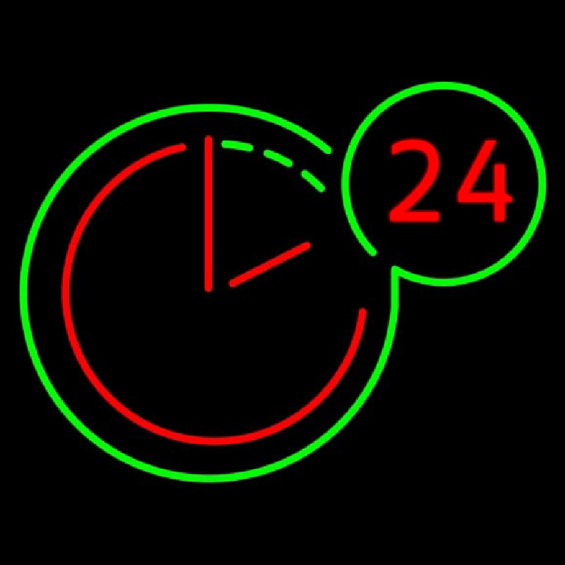 24 Hours Clock Neon Sign