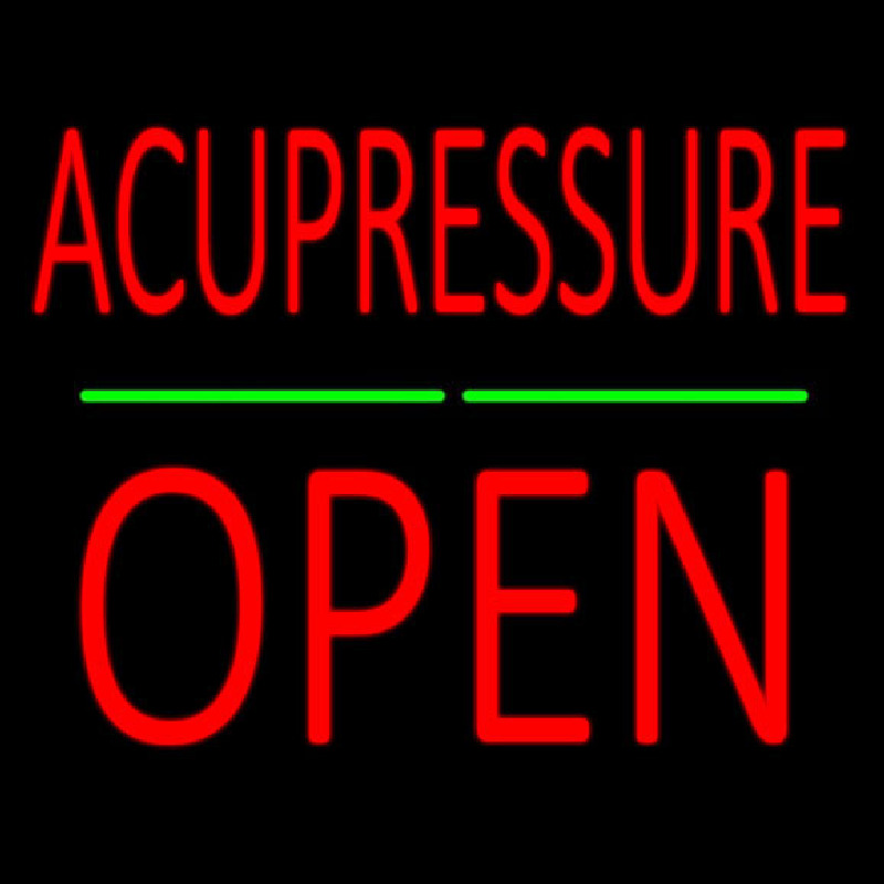 Acupressure Block Open Green Line Neon Sign