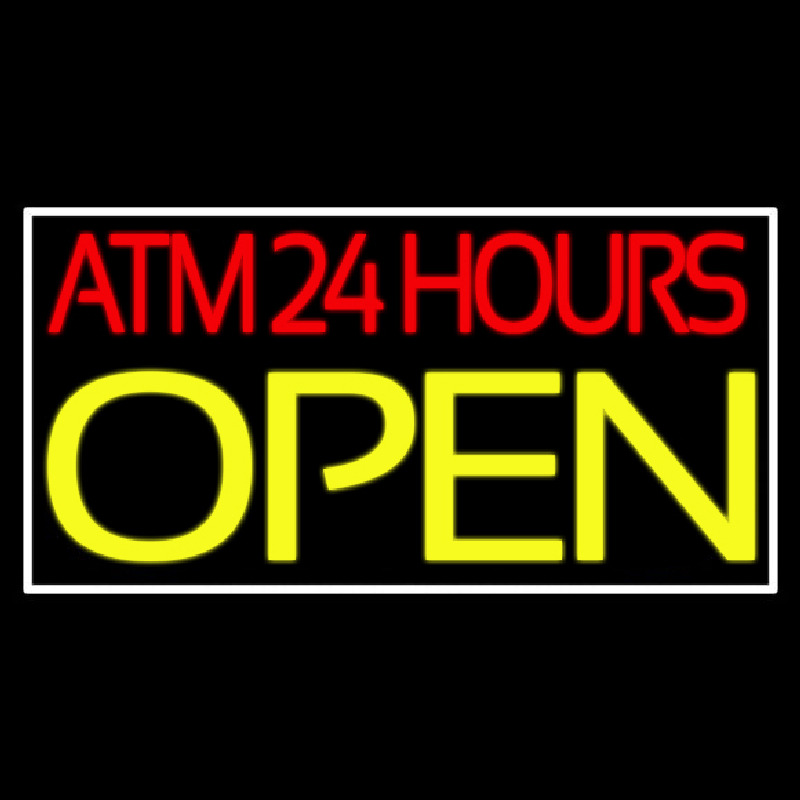 Atm 24 Hrs Open 2 Neon Sign