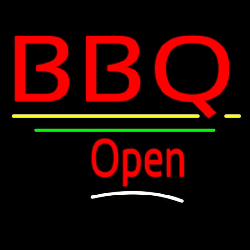 Bbq Open Yellow Line Neon Sign