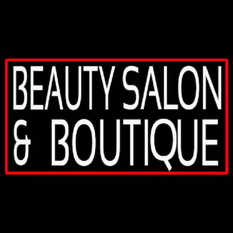 Beauty Salon And Boutique With Red Border Neon Sign