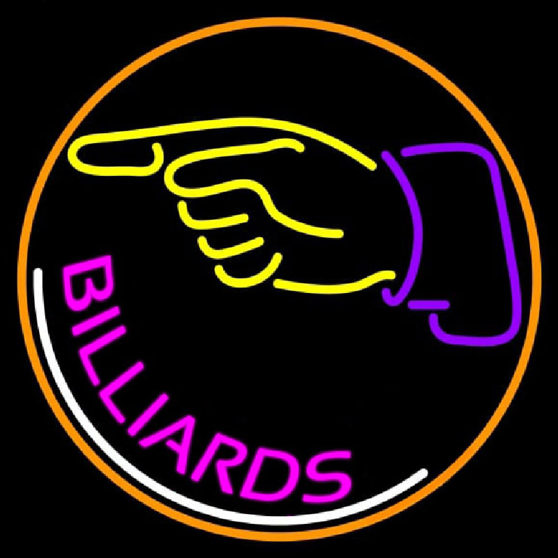 Billiards With Hand Logo 1 Neon Sign