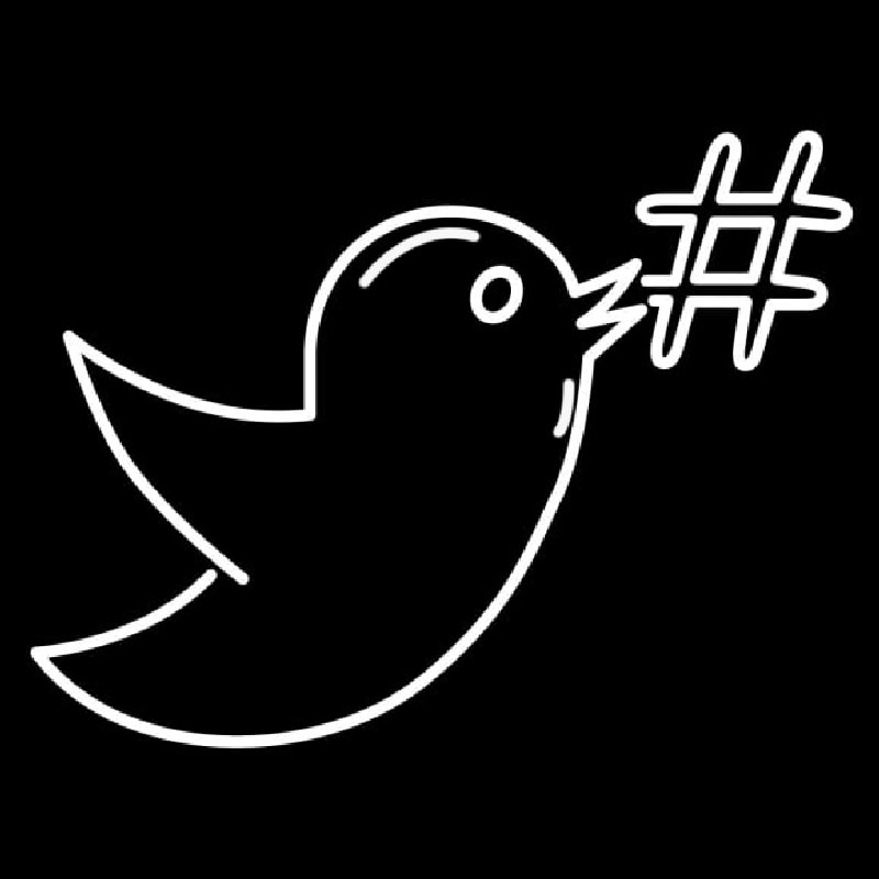 Bird With Hashtag Logo Neon Sign