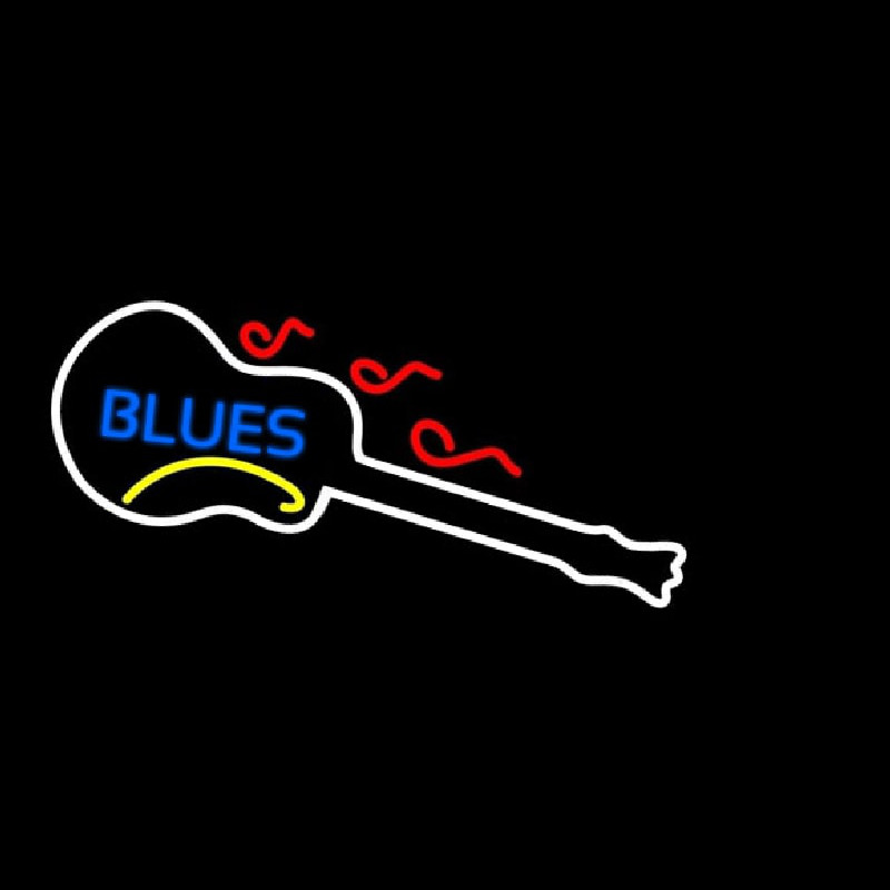 Blue Blues White Guitar Neon Sign