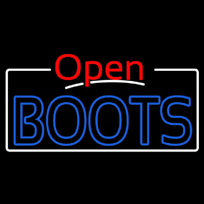 Blue Boots Open With White Border Neon Sign