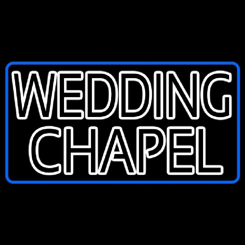 Blue Border Double Stroke Wedding Chapel Neon Sign