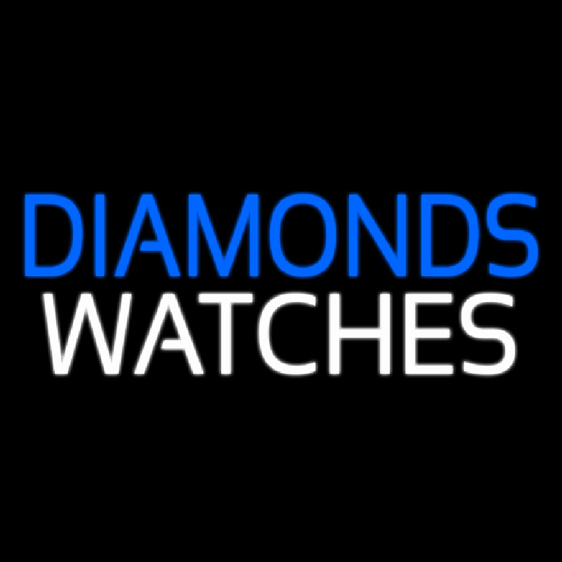 Blue Diamonds White Watches Neon Sign