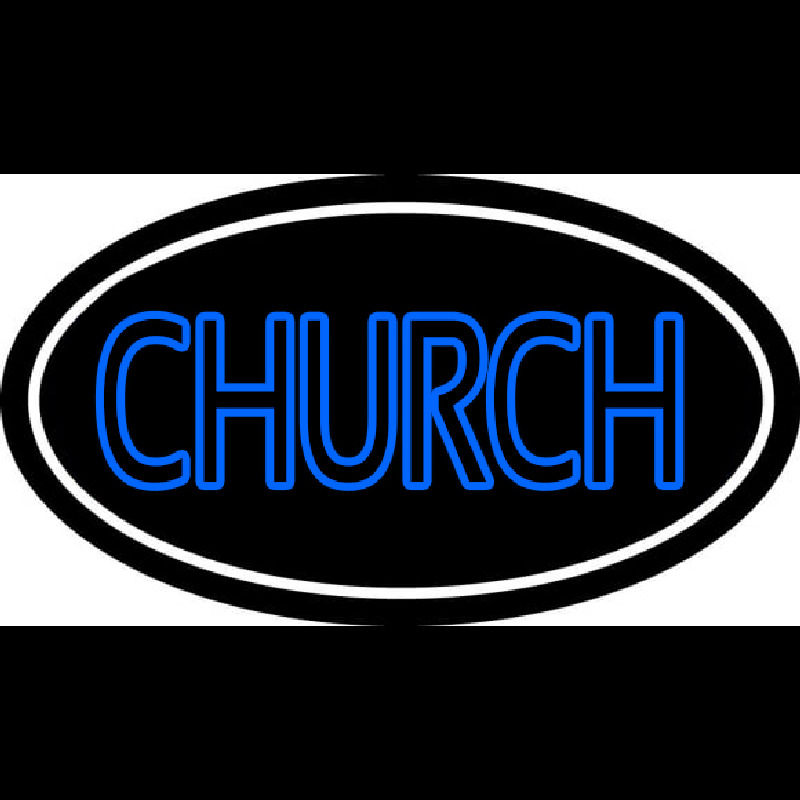 Blue Double Stroke Church Neon Sign