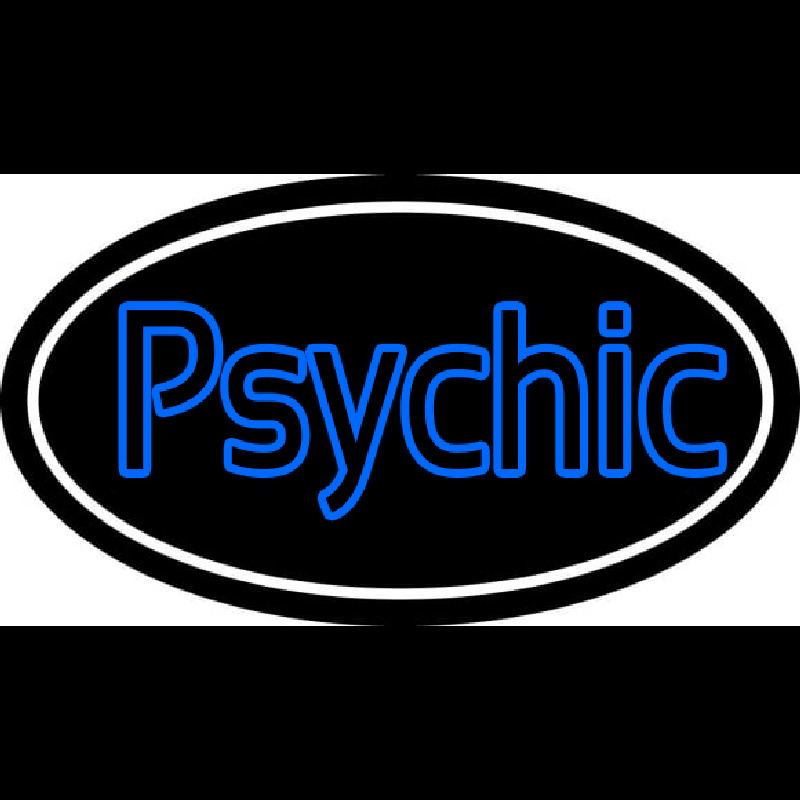 Blue Double Stroke Psychic White Border Neon Sign