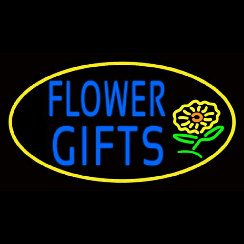 Blue Flower Gifts In Block Neon Sign