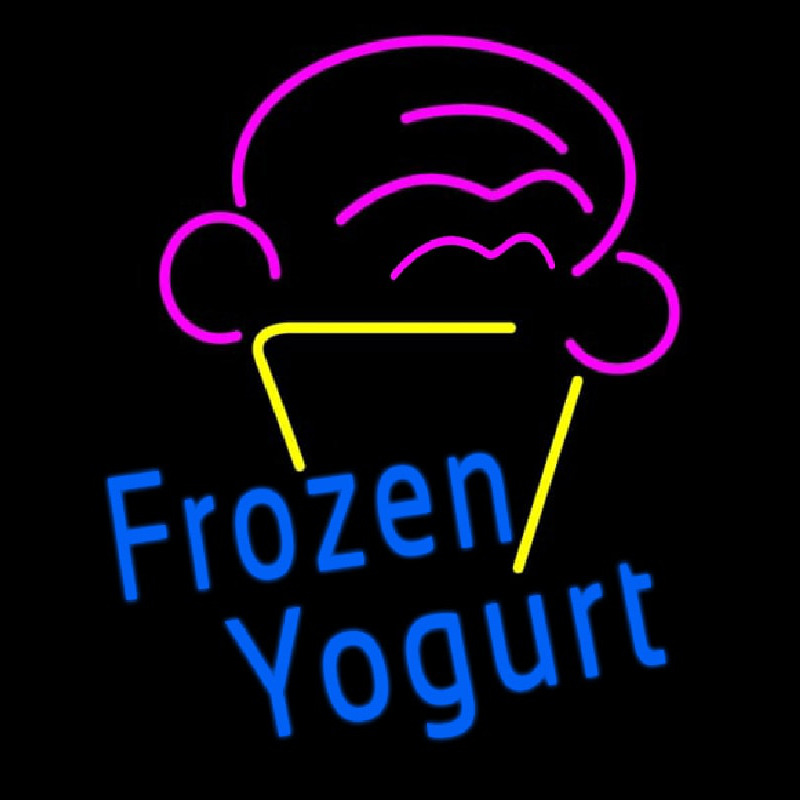 Blue Frozen Yogurt With Logo Neon Sign