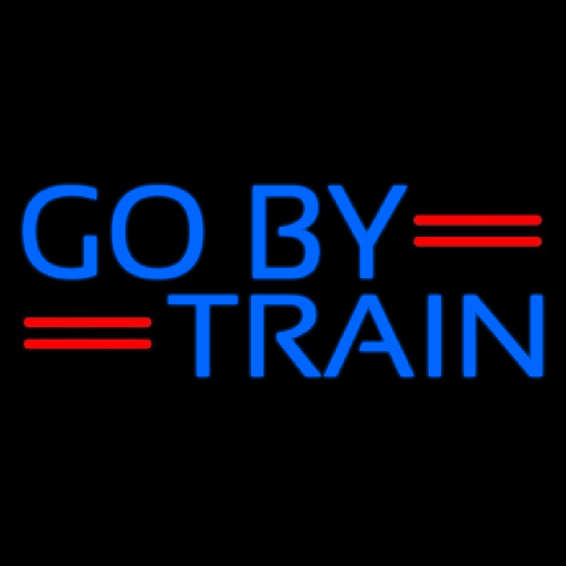 Blue Go By Train Neon Sign