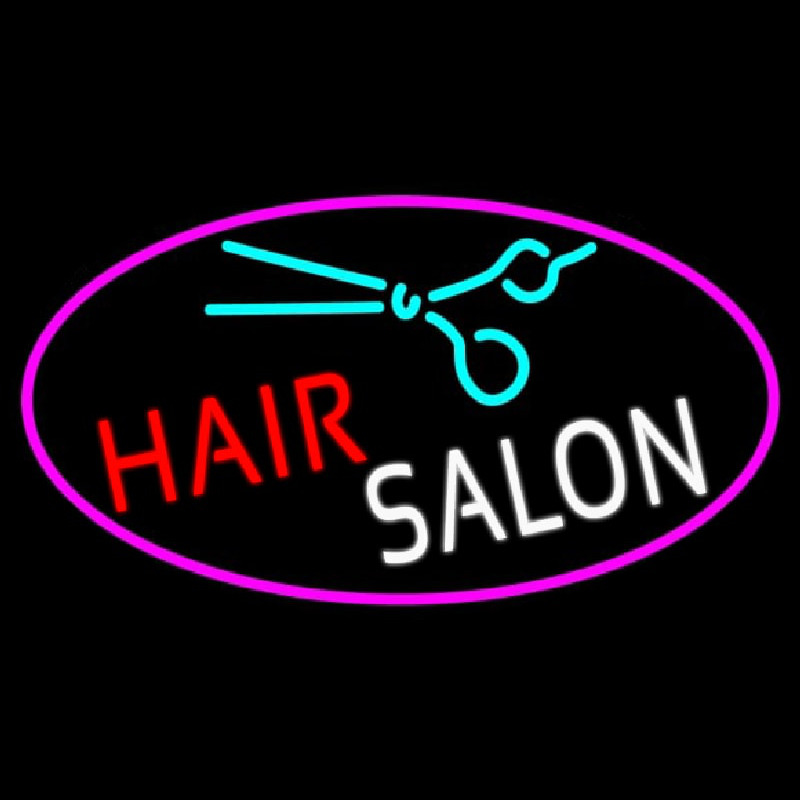 Blue Hair Salon Logo Neon Sign