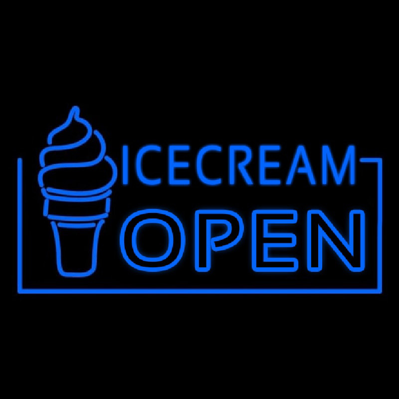 Blue Ice Cream Open Neon Sign