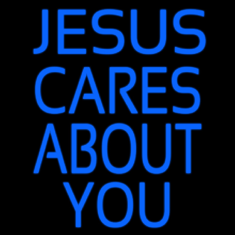 Blue Jesus Cares About You Neon Sign