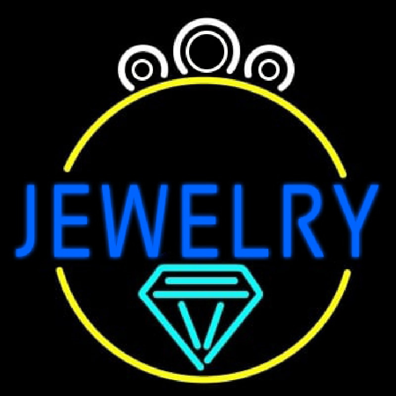 Blue Jewelry Center Ring Logo Neon Sign