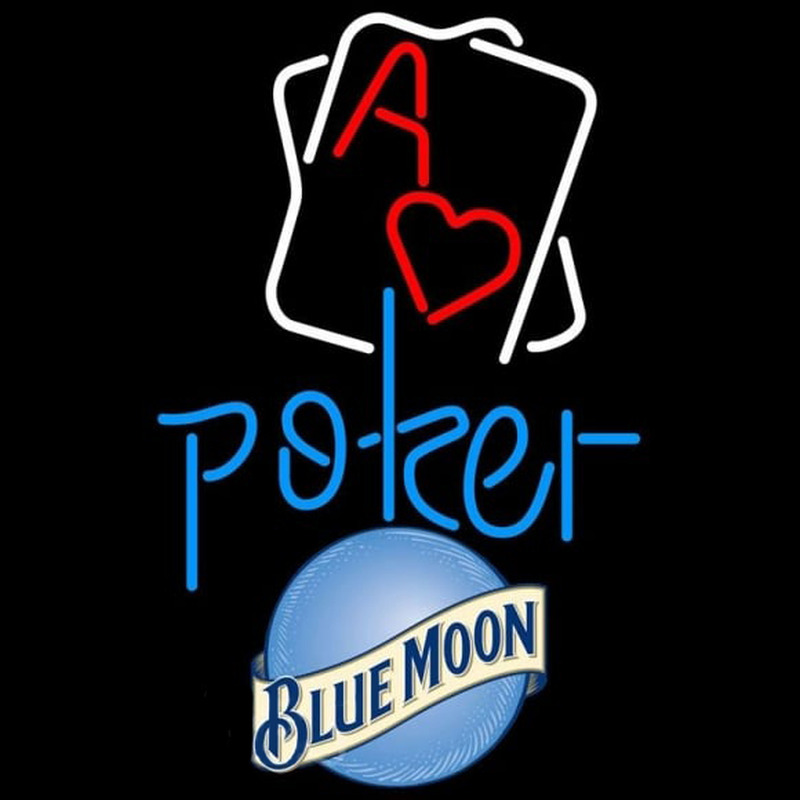 Blue Moon Rectangular Black Hear Ace Beer Sign Neon Sign