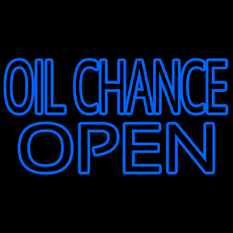 Blue Oil Change Open Neon Sign