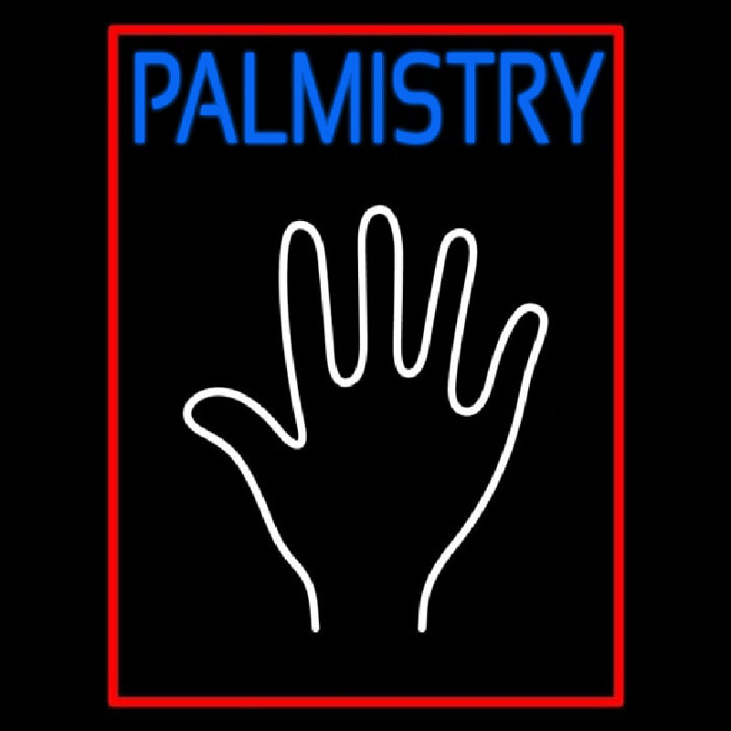 Blue Palmistry Red Border Neon Sign