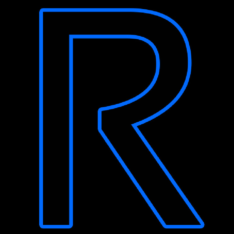 Blue R Logo Neon Sign