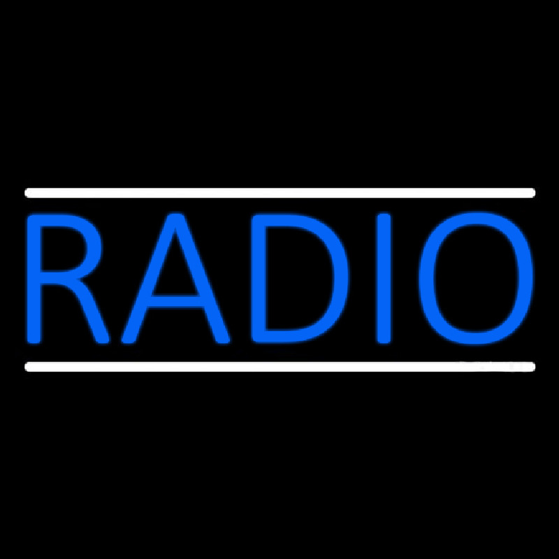 Blue Radio Music White Line Neon Sign