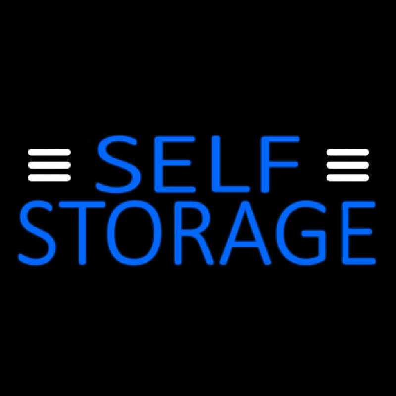 Blue Self Storage With White Line Neon Sign