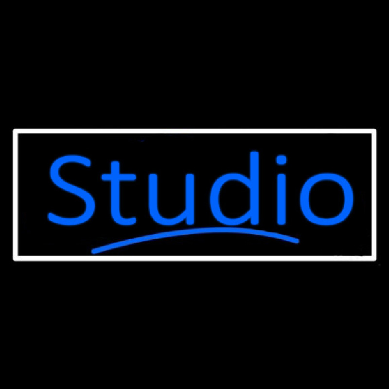 Blue Studio With White Border Neon Sign