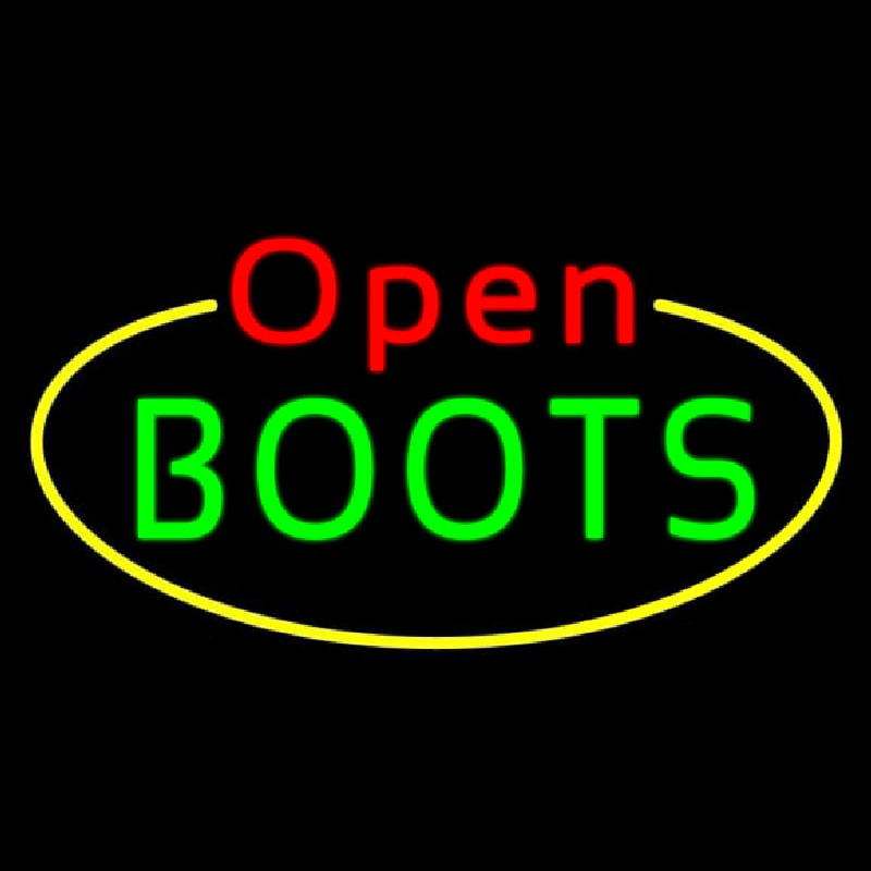 Boots Open With Border Neon Sign