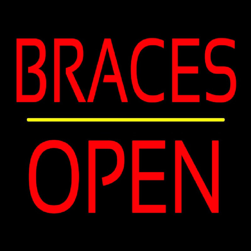 Braces Block Open Yellow Line Neon Sign