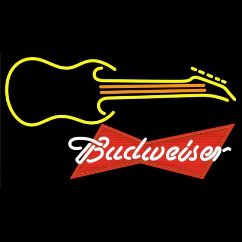 Budweiser Red Guitar Yellow Orange Beer Sign Neon Sign