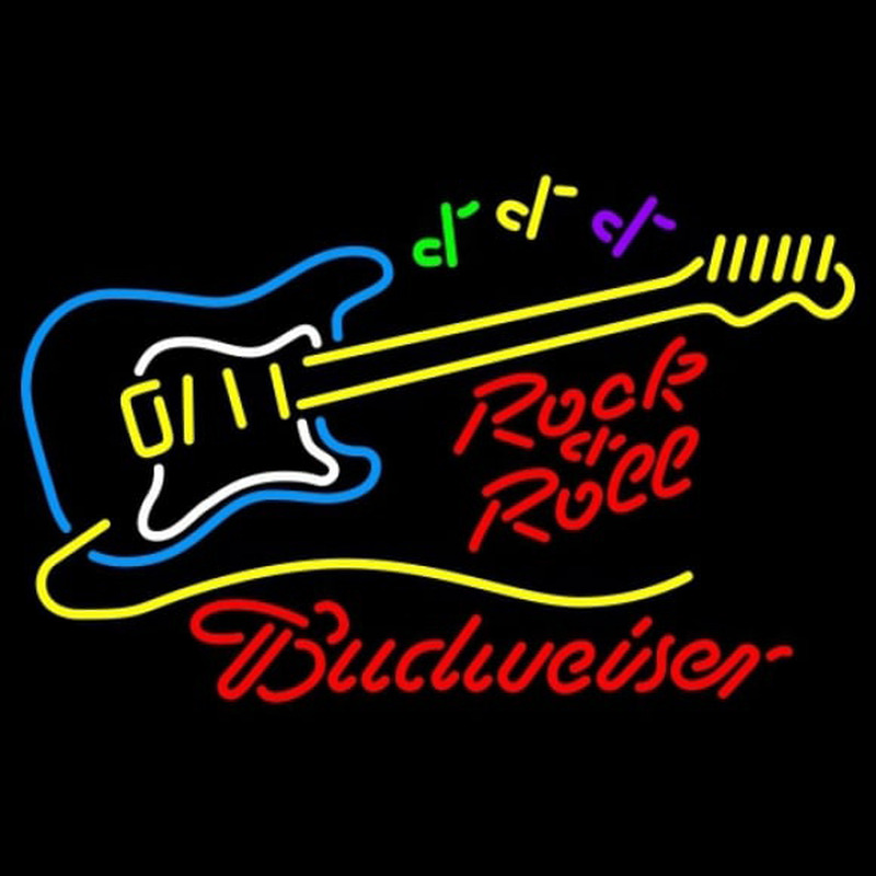 Budweiser Rock N Roll Yellow Guitar Beer Sign Neon Sign