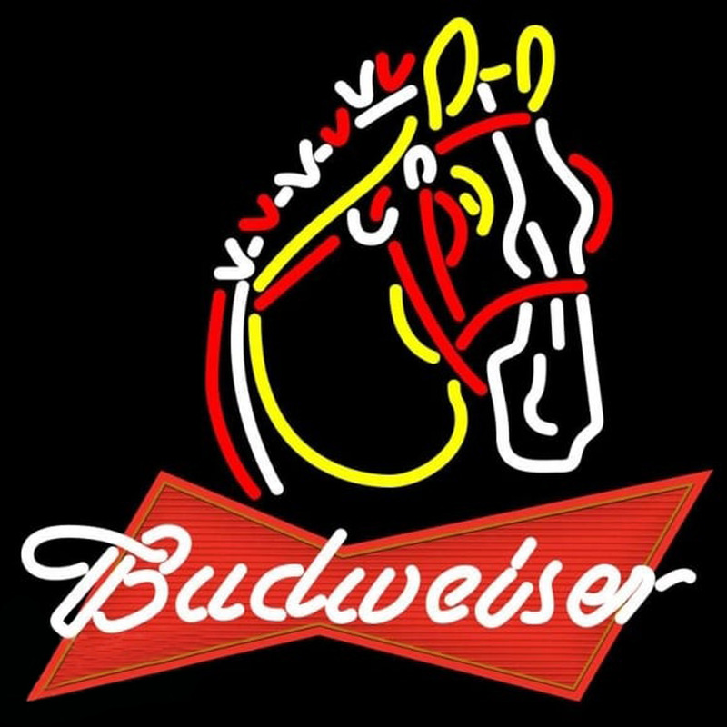 Budweiser White Logo Horse Beer Sign Neon Sign