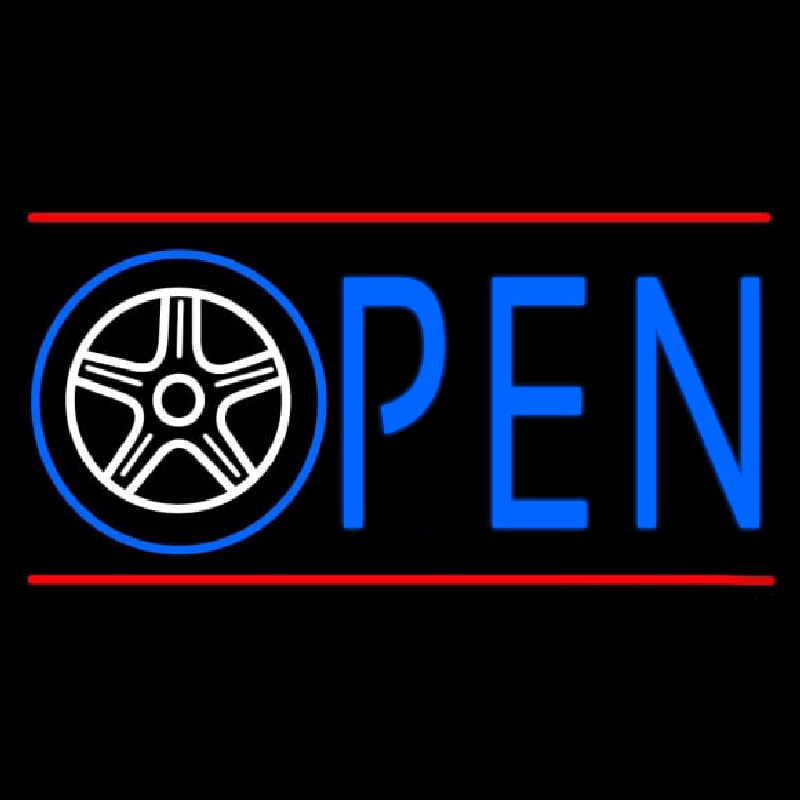 Car Wheel Open Neon Sign