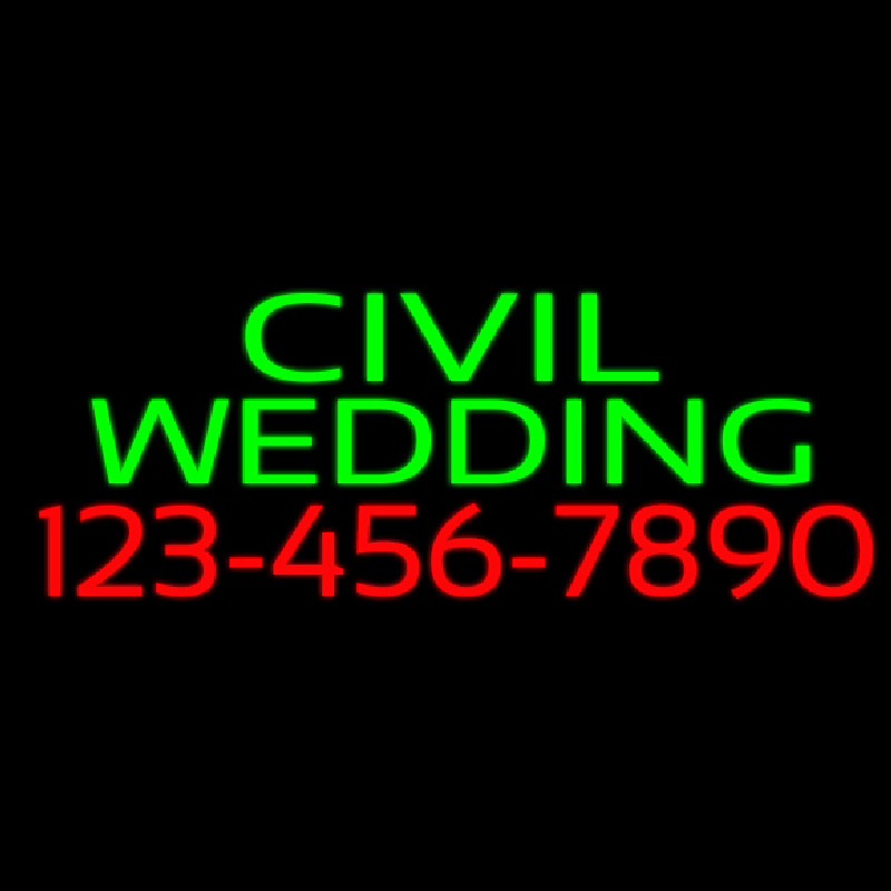 Civil Wedding With Phone Number Neon Sign