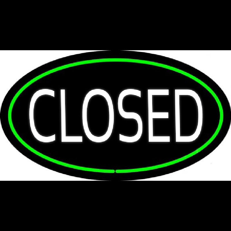 Closed Oval Green Neon Sign