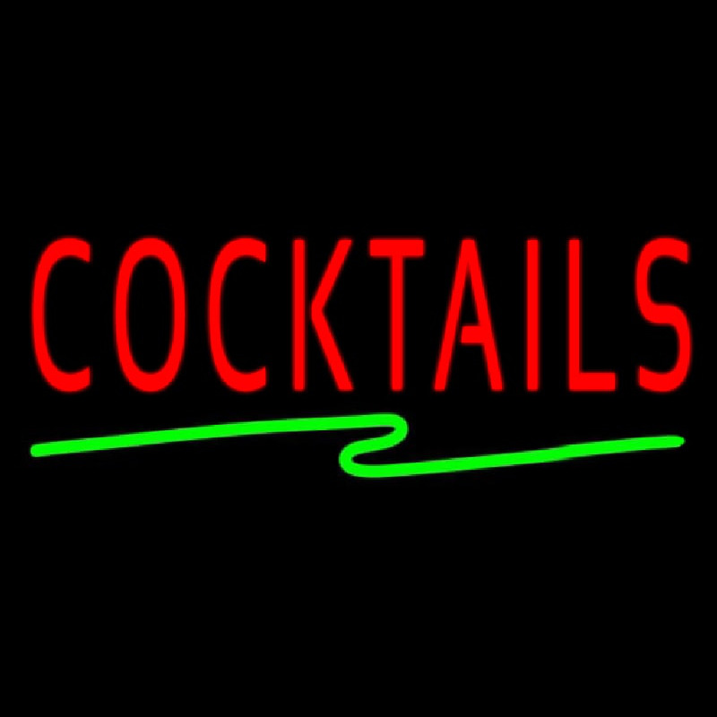 Cocktail with Zigzag Line Neon Sign