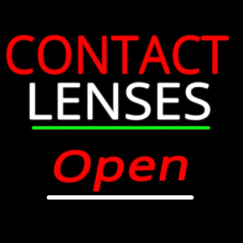 Contact Lenses Open Green Line Neon Sign