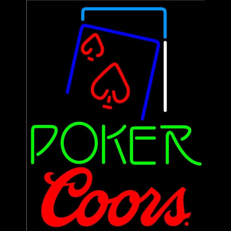 Coors Green Poker Red Heart Neon Sign