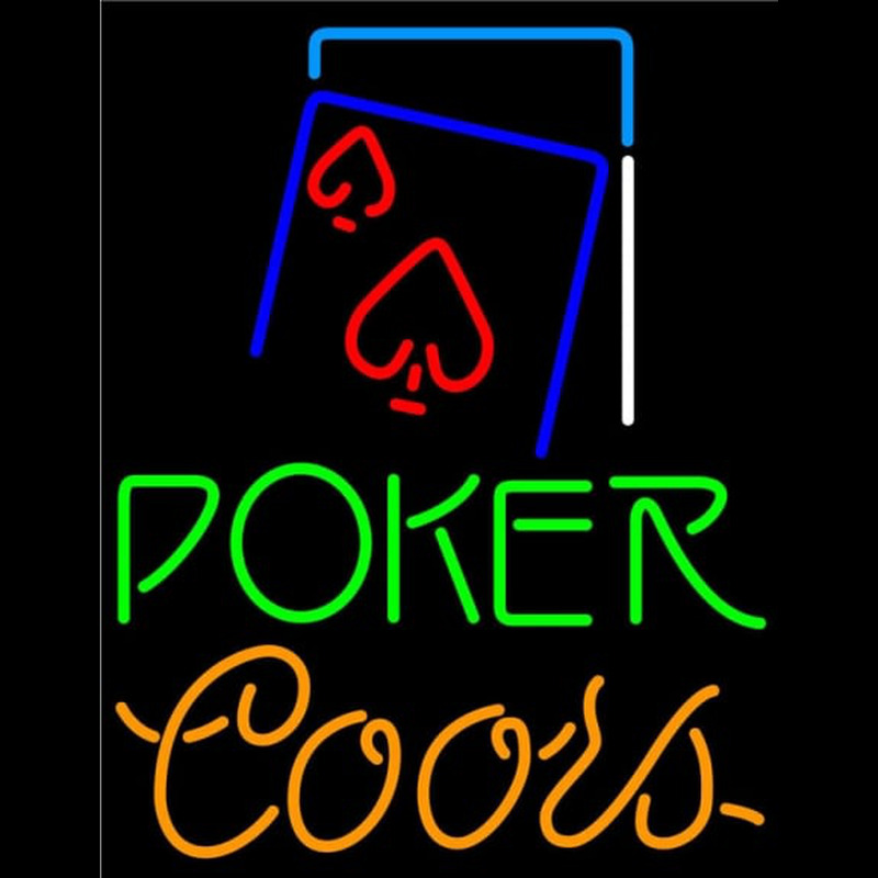 Coors Green Poker Red Heart Neon Sign