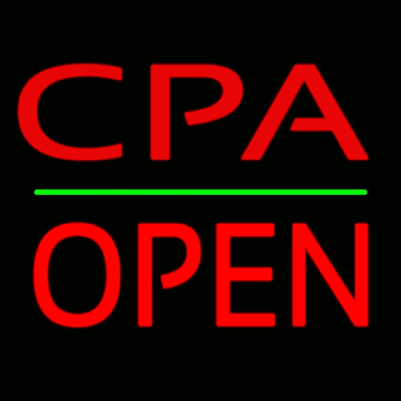 Cpa Block Open Green Line Neon Sign