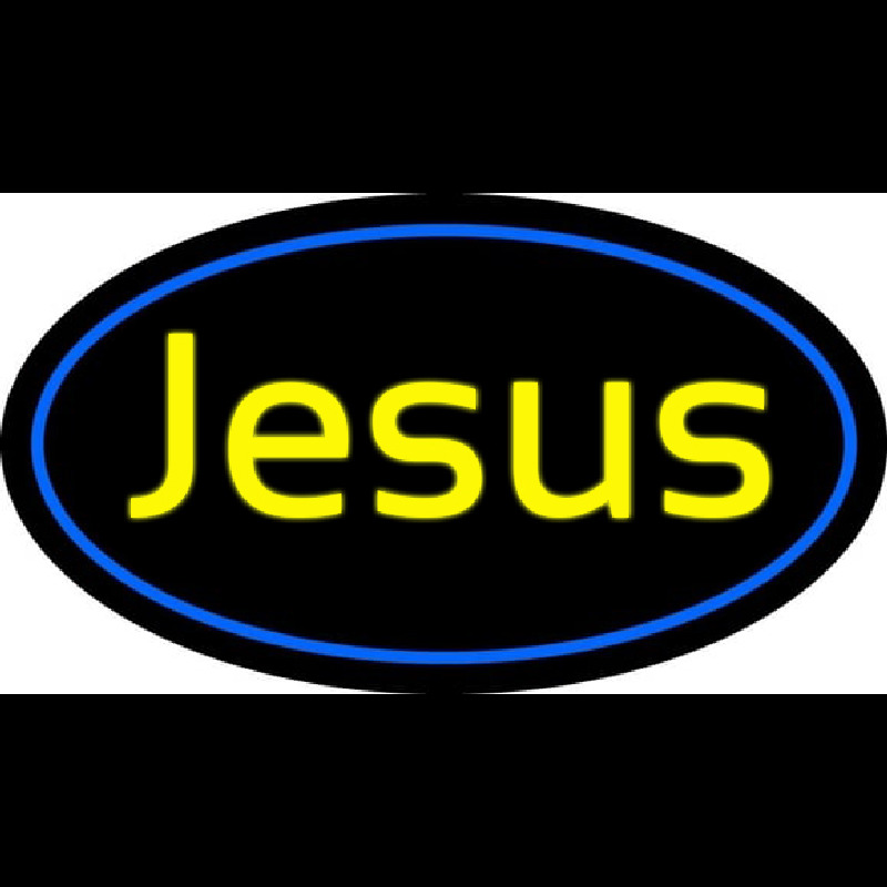 Cursive Blue Jesus Neon Sign