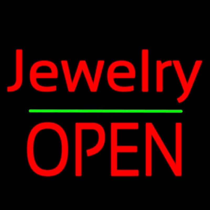 Cursive Jewelry Green Line Open Neon Sign