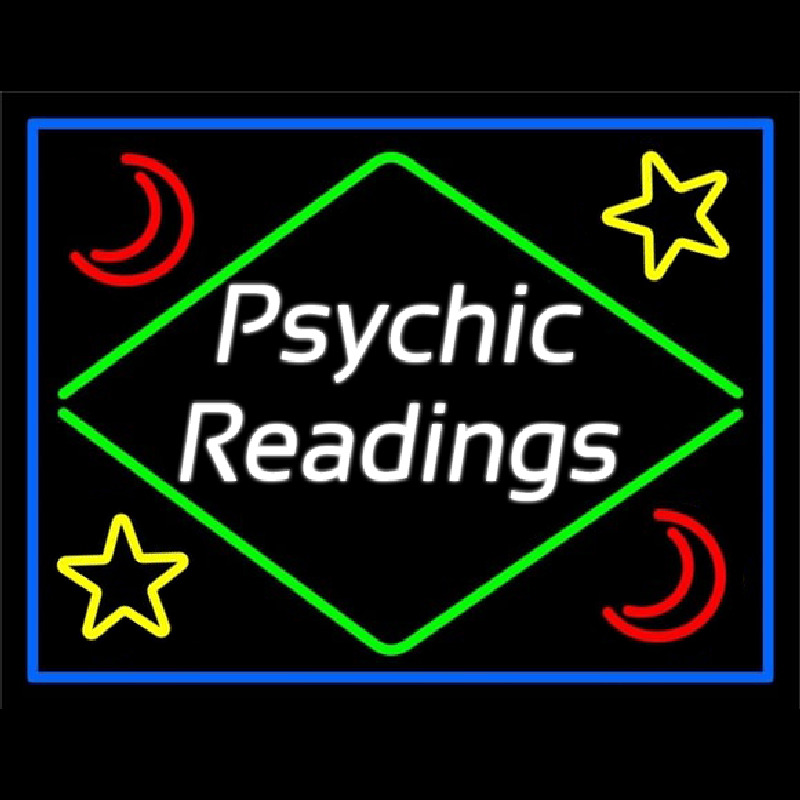 Cursive Psychic Readings With Border Neon Sign