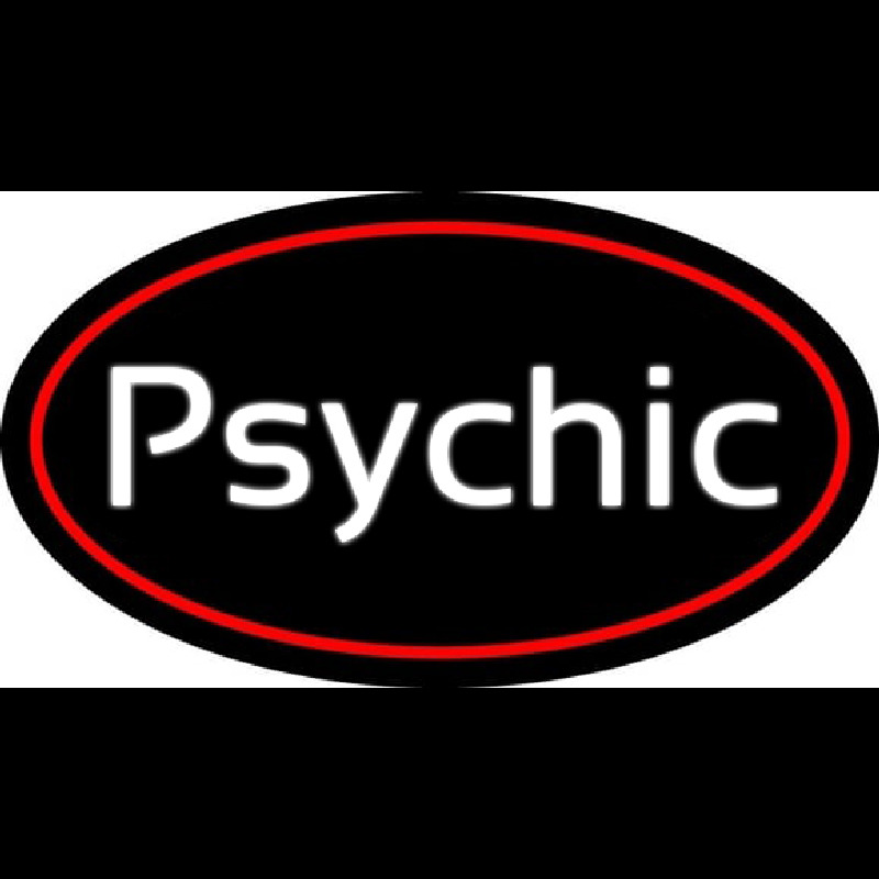 Cursive White Psychic Red Border Neon Sign