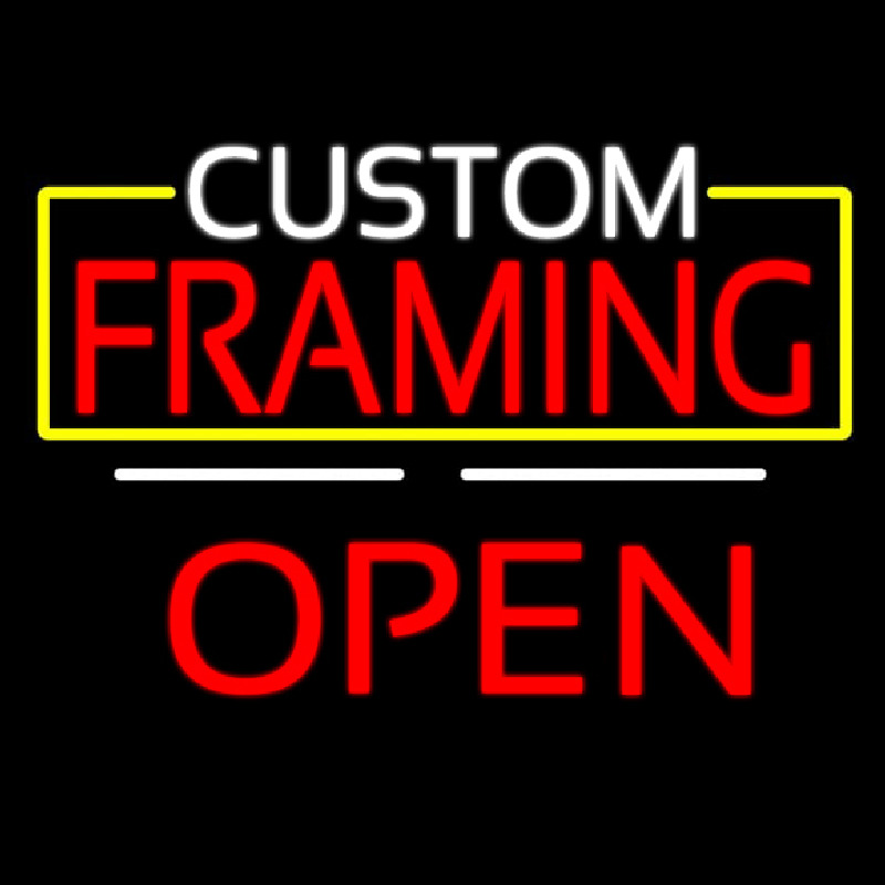 Custom Framing Open White Line Neon Sign