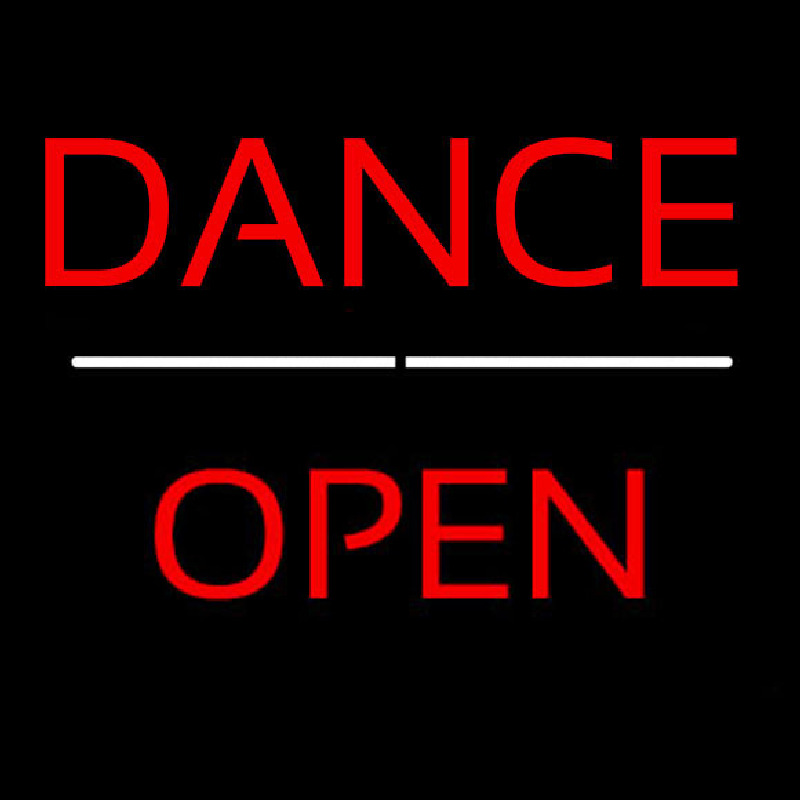 Dance Open White Line Neon Sign