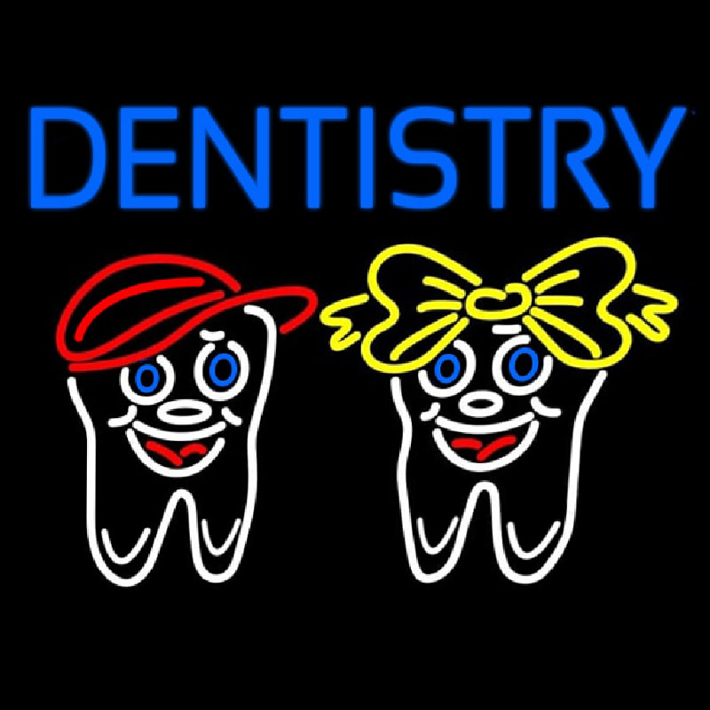 Dentistry With Teeth Logo Neon Sign